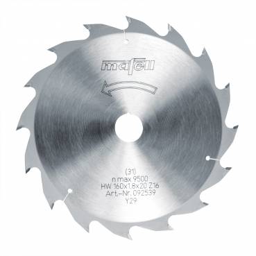 Sägeblatt-HM 160 x 1,2/1,8 x 20 mm, Z 16, WZ, für Längsschnitte in Holz