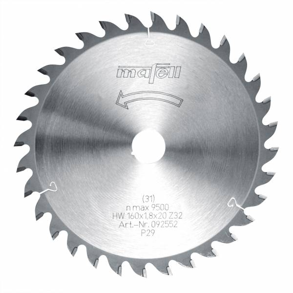 Sägeblatt-HM 160 x 1,2/1,8 x 20 mm, Z 32, WZ, für Feinschnitte in Holz